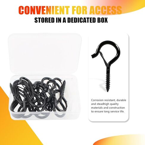 20 قطعة من خطافات التعليق Q مع مشبك أمان، خطافات لولبية مقاومة للرياح مقاس 2.2 بوصة، خطافات عين دوارة لتعليق أضواء الخيط الخارجية، أضواء فناء عيد الميلاد، النباتات، المزارعون، مناسبة للجدار والسقف in Kuwait