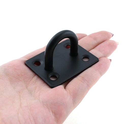 Maxmoral 2PCS 37x46mm خطافات من الفولاذ المقاوم للصدأ ثقوب على شكل حرف U شديدة التحمل مثبتة على الحائط حلقة خطاف تعليق بحري مع مسامير خطاف وحلقة أساسية سوداء in Kuwait