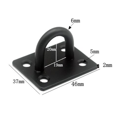 Maxmoral 2PCS 37x46mm خطافات من الفولاذ المقاوم للصدأ ثقوب على شكل حرف U شديدة التحمل مثبتة على الحائط حلقة خطاف تعليق بحري مع مسامير خطاف وحلقة أساسية سوداء in Kuwait