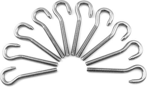 QWORK M6 Hook Bolt 304 Stainless Steel Ring Screw - 10 Pack High Hardness Steel Bolt with Screw Hook in Saudi Arabia