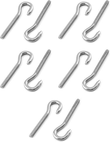 QWORK M6 Hook Bolt 304 Stainless Steel Ring Screw - 10 Pack High Hardness Steel Bolt with Screw Hook in Saudi Arabia