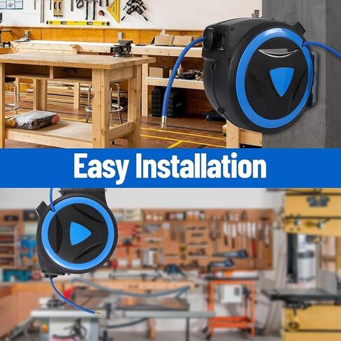 Retractable Air Hose Reel 50ft (3/8 in) - 300PSI Auto Rewind Heavy Duty Industrial Steel Reel | Ceiling/Wall Mount with Swivel Bracket in Saudi Arabia
