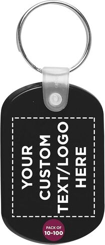 خصم العلامة العلامة سلاسل المفاتيح البلاستيكية اللينة - 50 حزمة - نص قابل للتخصيص ، شعار - سلسلة علامة مفتاح صغيرة للبقاء منظمة - مفتاح مفتاح المطاط - الأسود in Kuwait