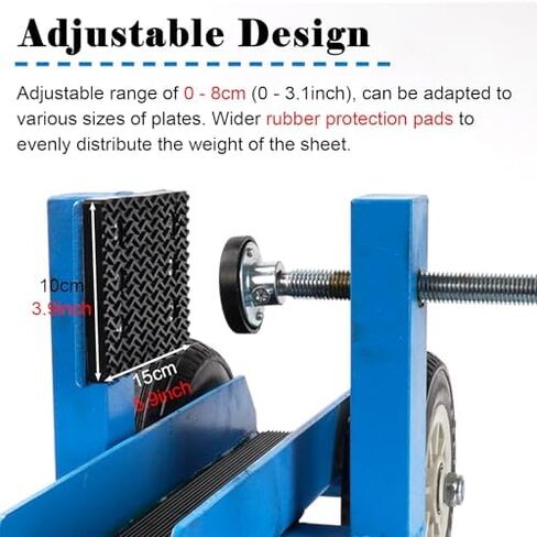 Door Panel Handling Truck with Adjustable Clamp, Plywood Carrier Cart for Granite/Glass/Mattress, 500kg/ 1102LBS Load Capacity, Portable Drywall Sheet Cart for Factory in Saudi Arabia