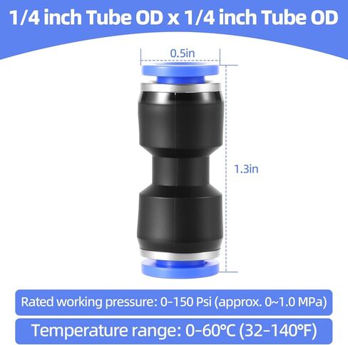 1/4 OD Pneumatic quick Connector Push to Connect fittings Straight Union/Coupler in Saudi Arabia
