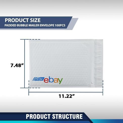 PIT66 6.25" x 9.25" Padded Bubble Mailer Envelopes Bags Self-Seal Mailers Bags 100 Pack White in Saudi Arabia