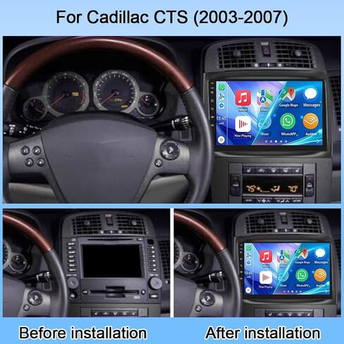 Stereo Double Din Car Stereo لـ Cadillac CTS 2003-2007 ، لـ SRX 2004-2008 مع Carplay اللاسلكي و Android Auto ، 10 بوصة الشاشة التي تعمل باللمس. in Kuwait