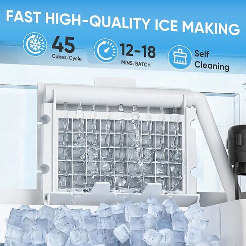 Coolski Commercial Ice Maker Machine 120LBS/DAY, Stainless Steel Ice Maker with 35LBS Storage, Self-Cleaning, Perfect for Home/Commercial Use, Gravity Drain in Kuwait