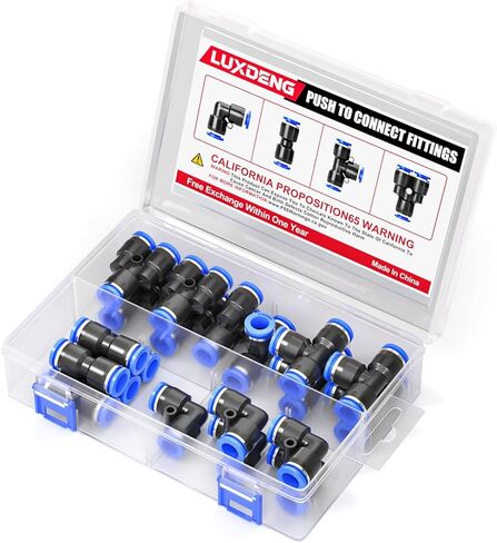 1/2"OD Blue Elbows,Tee,Straight and Splitters Push to Connect Tube Fittings Quick Connect Air Fitting Pneumatic Push Lock Connector (Pack of 20) in Kuwait