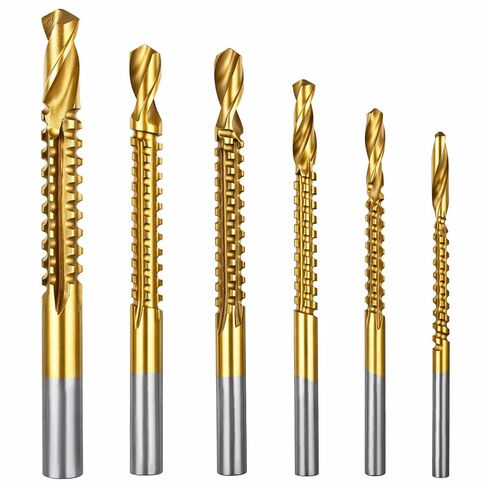 6 حزمه 3-8mm مسننه قطع الجانب مثقاب التيتانيوم المطلي hss تويست مثقاب بت ، تويست لقم الثقب مجموعه عرافة عرقوب مسننه قطع التدريبات بت أدوات النجارة للخشب المعدن البلاستيك ثقب in Kuwait