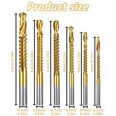 6 حزمه 3-8mm مسننه قطع الجانب مثقاب التيتانيوم المطلي hss تويست مثقاب بت ، تويست لقم الثقب مجموعه عرافة عرقوب مسننه قطع التدريبات بت أدوات النجارة للخشب المعدن البلاستيك ثقب in Kuwait