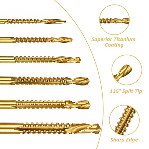 6 حزمه 3-8mm مسننه قطع الجانب مثقاب التيتانيوم المطلي hss تويست مثقاب بت ، تويست لقم الثقب مجموعه عرافة عرقوب مسننه قطع التدريبات بت أدوات النجارة للخشب المعدن البلاستيك ثقب in Kuwait