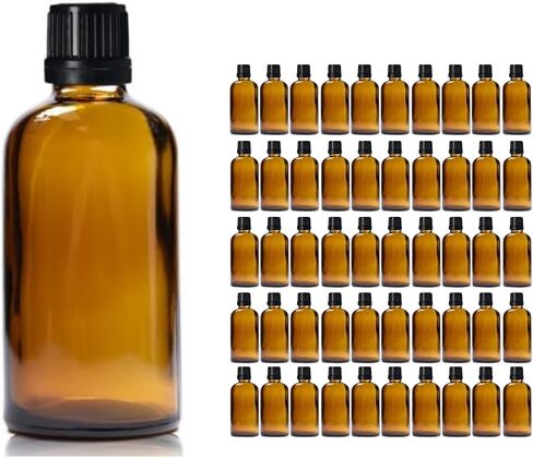 مجموعة مابوا مكونة من 50 زجاجة زجاجية كهرمانية للزيوت العطرية، زجاجة زجاجية، زجاجة صبغة كهرمان 30 مل للزيوت العطرية والسوائل للسفر - مقاومة للتسرب in Kuwait