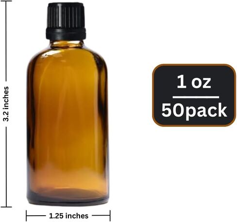مجموعة مابوا مكونة من 50 زجاجة زجاجية كهرمانية للزيوت العطرية، زجاجة زجاجية، زجاجة صبغة كهرمان 30 مل للزيوت العطرية والسوائل للسفر - مقاومة للتسرب in Kuwait