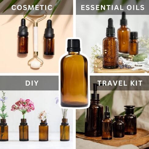 مجموعة مابوا مكونة من 50 زجاجة زجاجية كهرمانية للزيوت العطرية، زجاجة زجاجية، زجاجة صبغة كهرمان 30 مل للزيوت العطرية والسوائل للسفر - مقاومة للتسرب in Kuwait