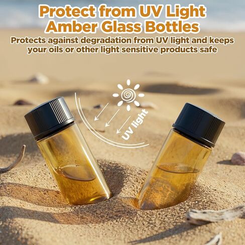 100 Packs 5 ml (1/6 oz) Mini Essential Oil Bottles with Caps, Amber Glass Empty Refillable Travel Glass Liquid Sample Vial Preservation Storage Vials Test Container-Rubber Stopper&Dropper in Saudi Arabia