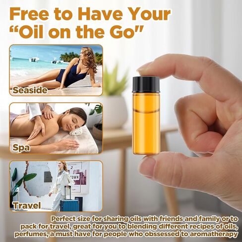 100 Packs 5 ml (1/6 oz) Mini Essential Oil Bottles with Caps, Amber Glass Empty Refillable Travel Glass Liquid Sample Vial Preservation Storage Vials Test Container-Rubber Stopper&Dropper in Saudi Arabia