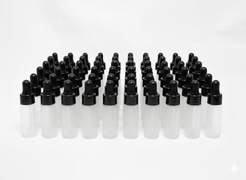 JUVITUS 5 ml / 0.17 oz Frosted Clear Glass Mini Size Sample Bottle with Black Dropper (50 Pack) in Saudi Arabia