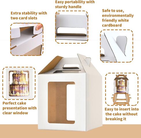 12x12x12 Inch Tall Cake Boxes with windows,10in 12in Tall Cake Carrier, Large Tiered Cake Box, Layer Cake Box, large cake box,Durable White Bakery Box(1pack) in Saudi Arabia