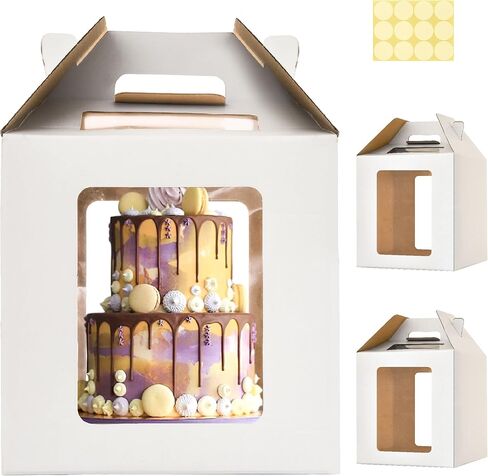 12x12x12 Inch Tall Cake Boxes with windows,10in 12in Tall Cake Carrier, Large Tiered Cake Box, Layer Cake Box, large cake box,Durable White Bakery Box(1pack) in Kuwait