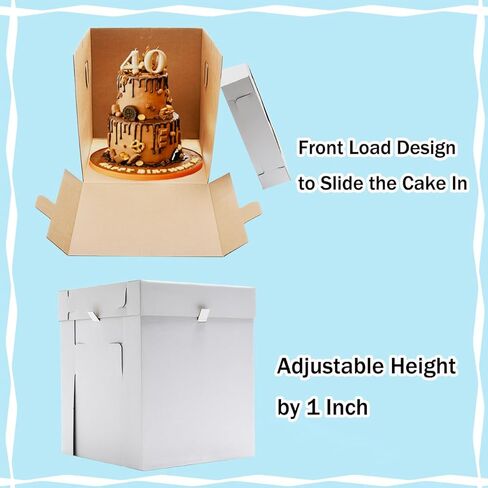 14x14x14 Inches 3 Pack,Tall Cake Boxes for Tier Cakes,Wedding Cake Boxes with Window,Layer Cake Carrier,Disposable Cake Containers in Saudi Arabia