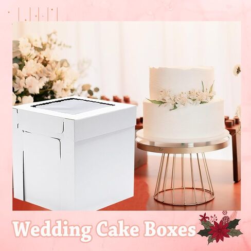 14x14x14 Inches 3 Pack,Tall Cake Boxes for Tier Cakes,Wedding Cake Boxes with Window,Layer Cake Carrier,Disposable Cake Containers in Saudi Arabia