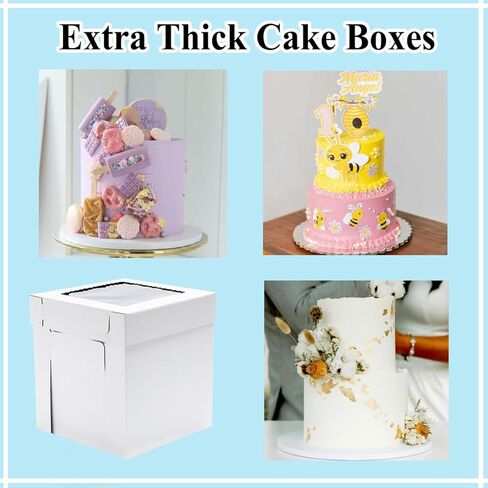 14x14x14 Inches 3 Pack,Tall Cake Boxes for Tier Cakes,Wedding Cake Boxes with Window,Layer Cake Carrier,Disposable Cake Containers in Saudi Arabia