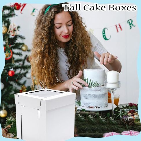 14x14x14 Inches 3 Pack,Tall Cake Boxes for Tier Cakes,Wedding Cake Boxes with Window,Layer Cake Carrier,Disposable Cake Containers in Saudi Arabia