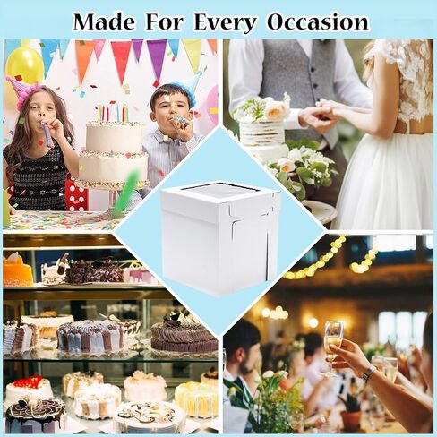 14x14x14 Inches 3 Pack,Tall Cake Boxes for Tier Cakes,Wedding Cake Boxes with Window,Layer Cake Carrier,Disposable Cake Containers in Saudi Arabia