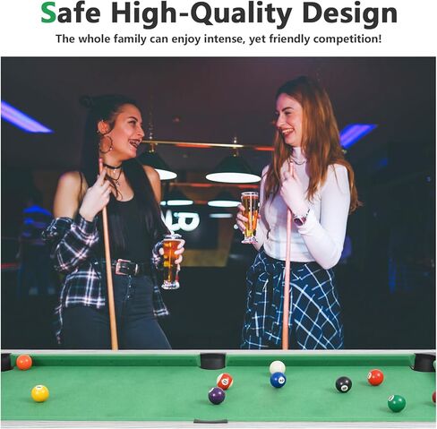 48" Pool Table, Mini Billiard Game Table w/Balls, Cues, Chalk, Brush and Triangle, Indoor Compact Arcade Game Table for Living Room, Game Room in Kuwait