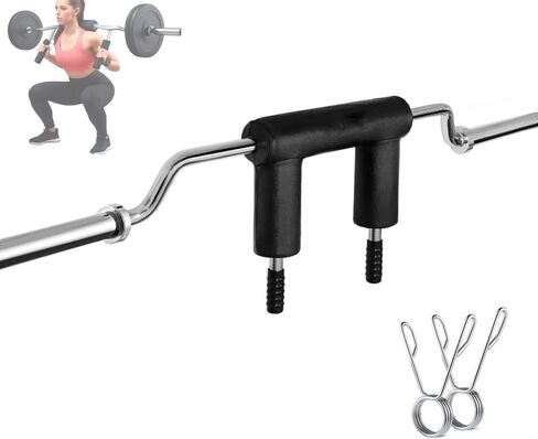 Safety Squat Bar 700lbs Solid Steel Olympi-c Barbell with Shoulder Pads, 2 Barbell Clips - Fits 2" Plates (No Weights Included) in Saudi Arabia