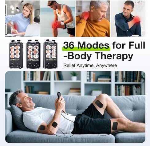 وحدة TENS لتحفيز العضلات مع شاشة ملونة، جهاز TENS EMS ثنائي القناة مع تردد قابل للتخصيص وعرض النبض، 36 وضعًا، 20 مستوى كثافة، جهاز تخفيف الألم قابل لإعادة الشحن - أسود (تخطيط الزر B) in Kuwait