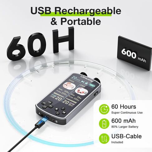 وحدة TENS لتحفيز العضلات مع شاشة ملونة، جهاز TENS EMS ثنائي القناة مع تردد قابل للتخصيص وعرض النبض، 36 وضعًا، 20 مستوى كثافة، جهاز تخفيف الألم قابل لإعادة الشحن - أسود (تخطيط الزر B) in Kuwait