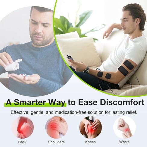 وحدة TENS لتحفيز العضلات مع شاشة ملونة، جهاز TENS EMS ثنائي القناة مع تردد قابل للتخصيص وعرض النبض، 36 وضعًا، 20 مستوى كثافة، جهاز تخفيف الألم قابل لإعادة الشحن - أسود (تخطيط الزر B) in Kuwait