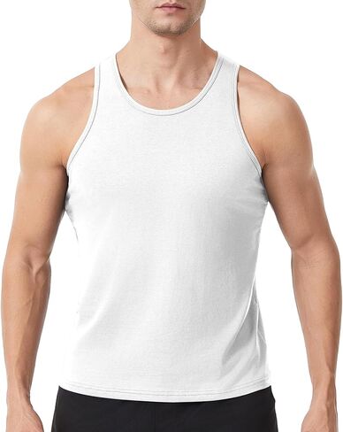Men's Tank Top Sleeveless Bodybuilding Fitness Bottoming Gym Shirt Exercise Running Muscles Vest in Saudi Arabia