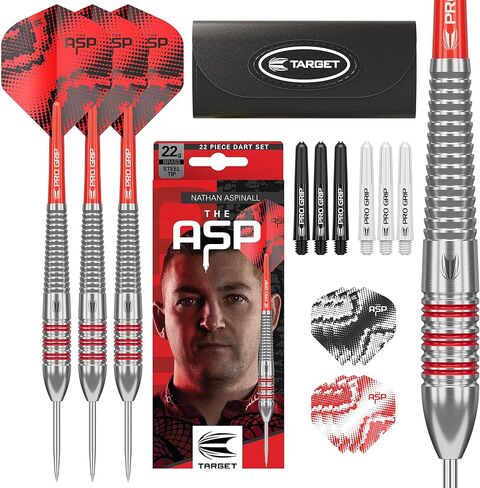 Target Darts Nathan Aspinall Brass Steel Tip Dart Set, 22G | Fixed Point Darts, Pro Grip Shafts, No.2 Pro Ultra Dart Flights, Storage Wallet Case & Extra Professional Accessories in Saudi Arabia