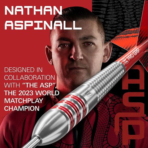 Target Darts Nathan Aspinall Brass Steel Tip Dart Set, 22G | Fixed Point Darts, Pro Grip Shafts, No.2 Pro Ultra Dart Flights, Storage Wallet Case & Extra Professional Accessories in Saudi Arabia