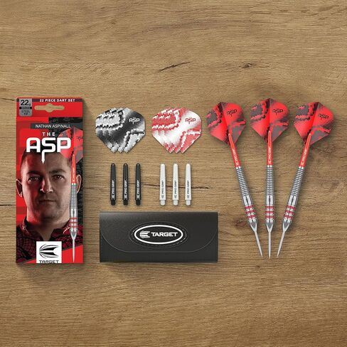 Target Darts Nathan Aspinall Brass Steel Tip Dart Set, 22G | Fixed Point Darts, Pro Grip Shafts, No.2 Pro Ultra Dart Flights, Storage Wallet Case & Extra Professional Accessories in Saudi Arabia