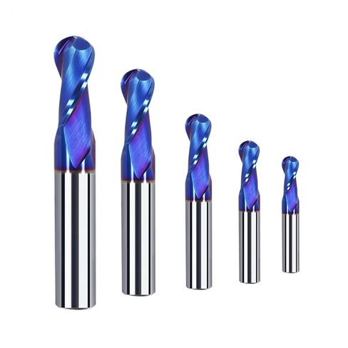 CNC Milling Bits - HRC 65° Milling Cutter Ball Nose End Mill 2 Flutes Tungsten Carbide Steel Milling Tools R0.5mm - R10.0mm Spiral Cutters(R1.0xD4xL50) in Saudi Arabia
