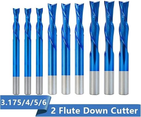 لقم توجيه حلزوني 2 قاطع فلوت 3.175-12 مم عرقوب اليد اليسرى للأسفل قاطع كربيد لولبي نهاية مطحنة حتى أسفل لقمة ضغط لنحت الخشب in Kuwait