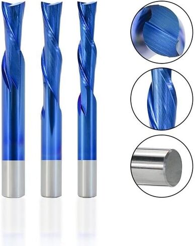 لقم توجيه حلزوني 2 قاطع فلوت 3.175-12 مم عرقوب اليد اليسرى للأسفل قاطع كربيد لولبي نهاية مطحنة حتى أسفل لقمة ضغط لنحت الخشب in Kuwait