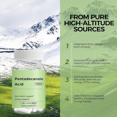 Pentadecanoic Acid, C15:0 Supplement, Supports Immune Health & Mitochondrial Health - 60 Capsules in Kuwait