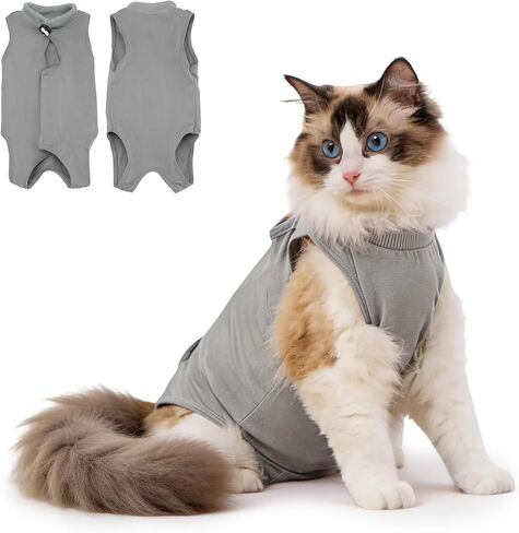 Avont Cat Recovery Suit Post-Surgery Onesie, Breathable Cone-of-Shame Alternative Bodysuit for Spayed Female Kittens, Skin Abdonminal Wound Care -Blue(M) in Kuwait
