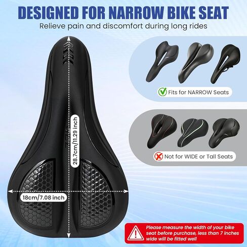 Bike Seat Cushion - Gel Padded Bike Seat Cover for Men & Women, Pressure Relief & Comfort, Extra Thick Bicycle Seat Cushion Fits for Exercise, Mountain, Road & Electric Bike Seats in Kuwait