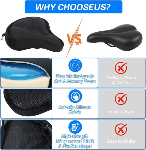 Bike Seat Cushion Bicycle Saddle Cover Comfortable Soft Exercise Bike Padded for Spin Indoor and Outdoor Cycling Women Men Class Mountain Stationary Bikes Road & Electric in Saudi Arabia