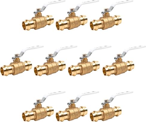 3/4 inch Press Valve Press Brass Ball Valve Fittings Lead-Free Brass Full Port Water Stop Shut Off Ball Valve for Copper Tubing Connection with cUPC, NSF/ANSI 61& NSF/ANSI 372 (10 Pack 3/4") in Kuwait