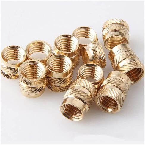 Knurled Brass Nuts,Nuts Assortment Kit, 50Pcs M2 Brass Hot Melt Insert Knurled Nut Thread Heat Molding Double Twill Injection Embedment Nut for 3D Printer (Color : M2x3x3 (50pcs)) ( Color : M2x4x3.5 ( in Saudi Arabia