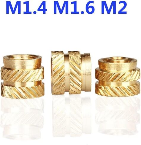 Knurled Brass Nuts,Nuts Assortment Kit, 50Pcs M2 Brass Hot Melt Insert Knurled Nut Thread Heat Molding Double Twill Injection Embedment Nut for 3D Printer (Color : M2x3x3 (50pcs)) (Color : M2x6x3.2 ( in Saudi Arabia