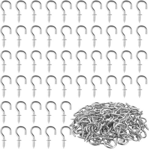 Huaerle 100Pcs 1 Inch Ceiling Hooks, Silver Cup Hooks, Screw in Hooks for Hanging in Saudi Arabia