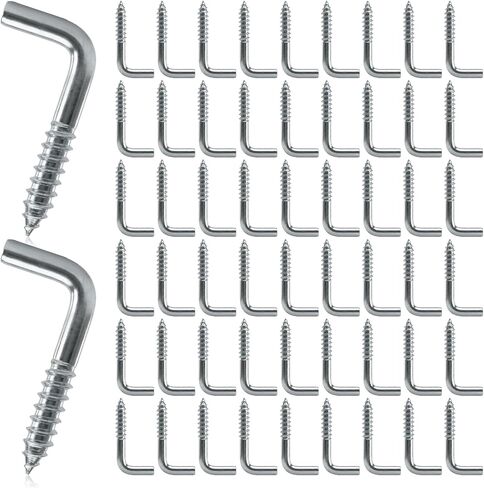 100 Pcs L Hooks Small Screw in Hook Right-Angle L Shaped Screw Hooks Spiral Bolts Key Jewelry Hanger Screws for Home Office Workplace Hanging in Saudi Arabia